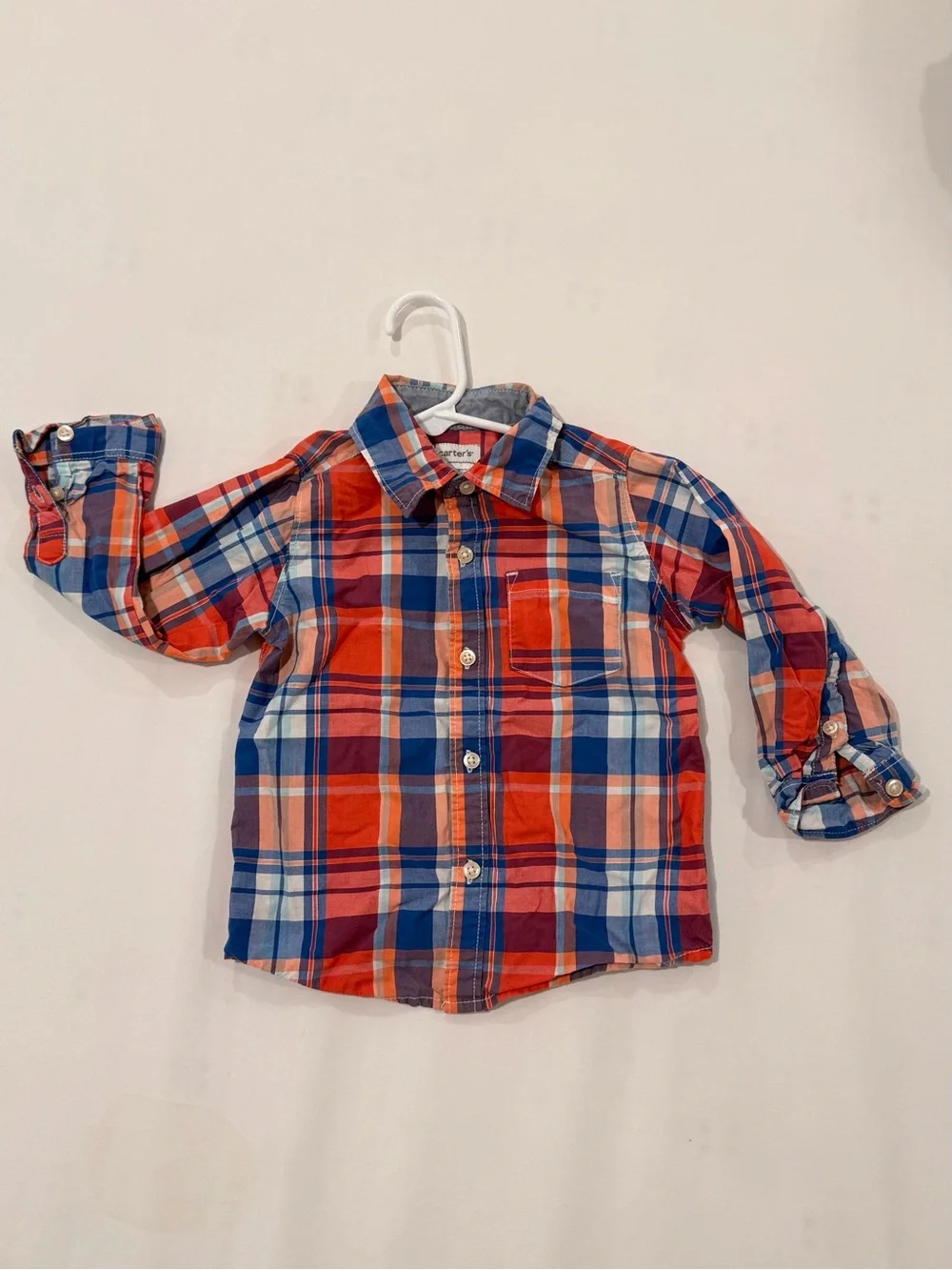 Carter's Red, Orange & Blue Plaid Button-Down Shirt